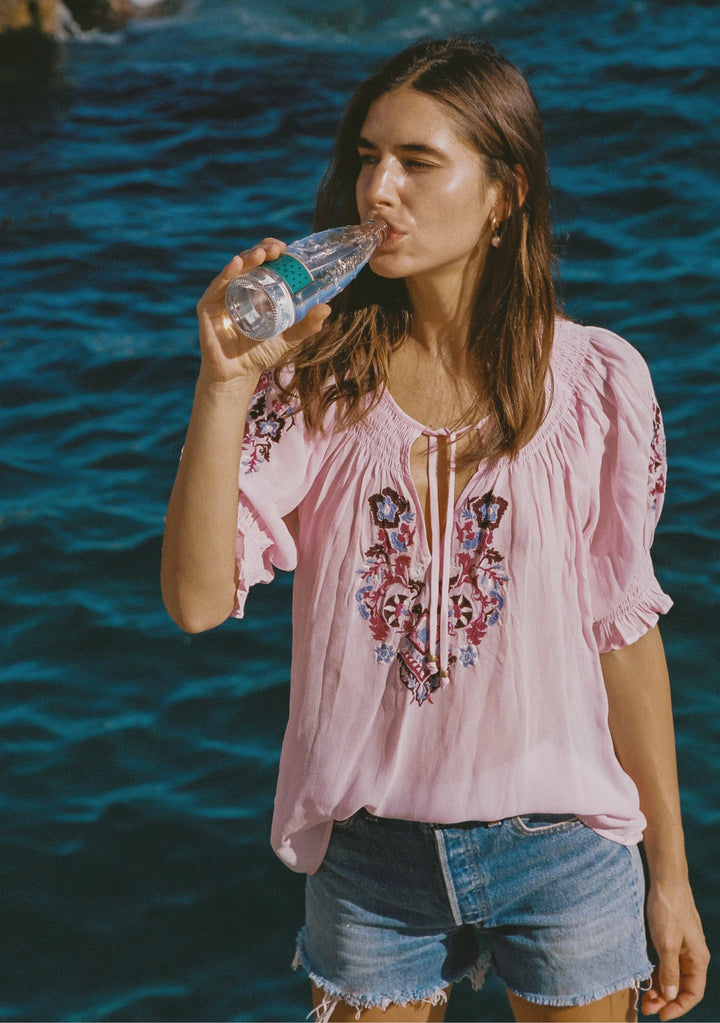 AUGUSTE THE LABEL Womens Indra Embroidered Blouse in Pink