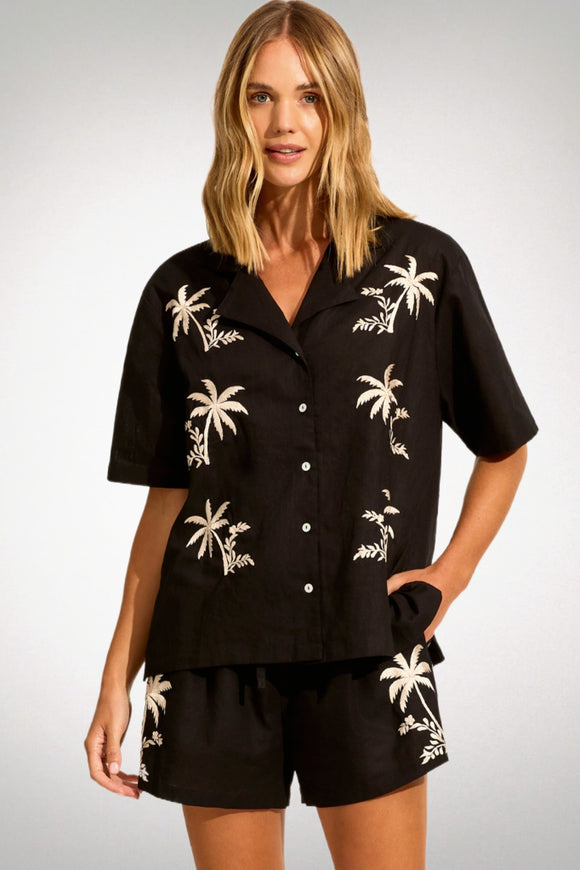 AUGUSTE THE LABEL Womens Joe Linen Shirt - Black, WOMENS TOPS & SHIRTS, AUGUSTE THE LABEL, Elwood 101