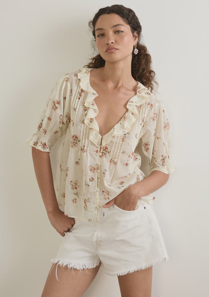 AUGUSTE THE LABEL Womens Rafael Blouse in White, WOMENS TOPS & SHIRTS, AUGUSTE THE LABEL, Elwood 101