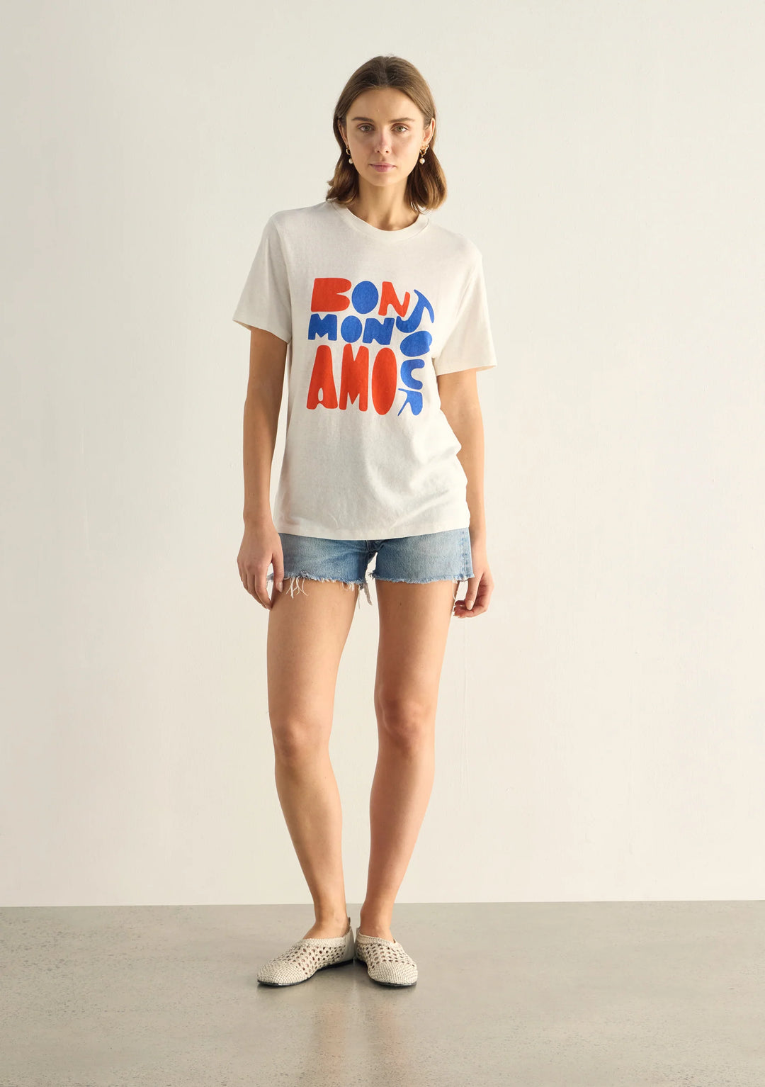 AUGUSTE THE LABEL Womens Bonjour Classic Tee  in White