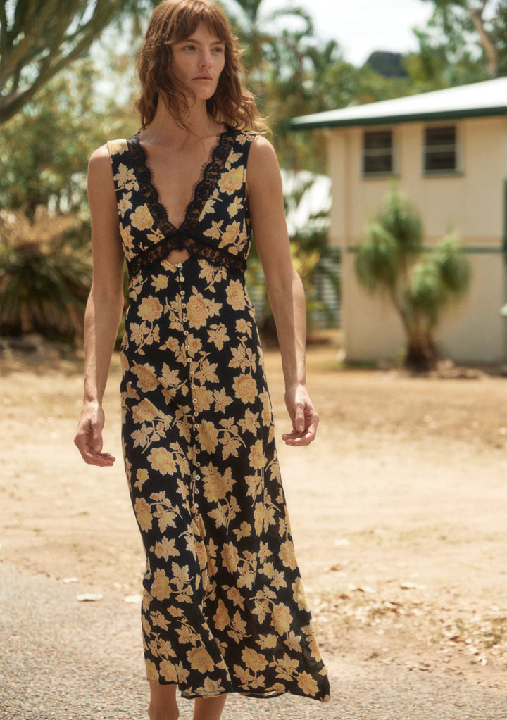 AUGUSTE THE LABEL Womens Cassia Midi Dress - Black, WOMENS DRESSES, AUGUSTE THE LABEL, Elwood 101