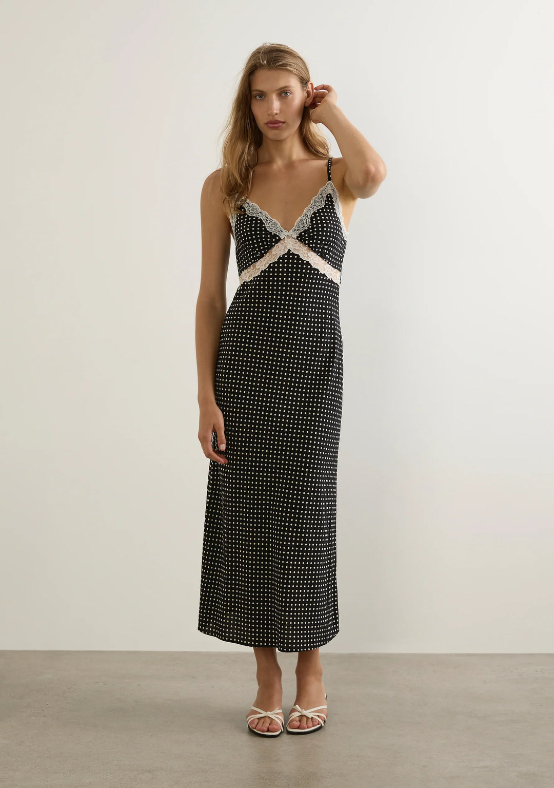 AUGUSTE THE LABEL Womens Darlene Midi Dress in Black Polka, WOMENS DRESSES, AUGUSTE THE LABEL, Elwood 101