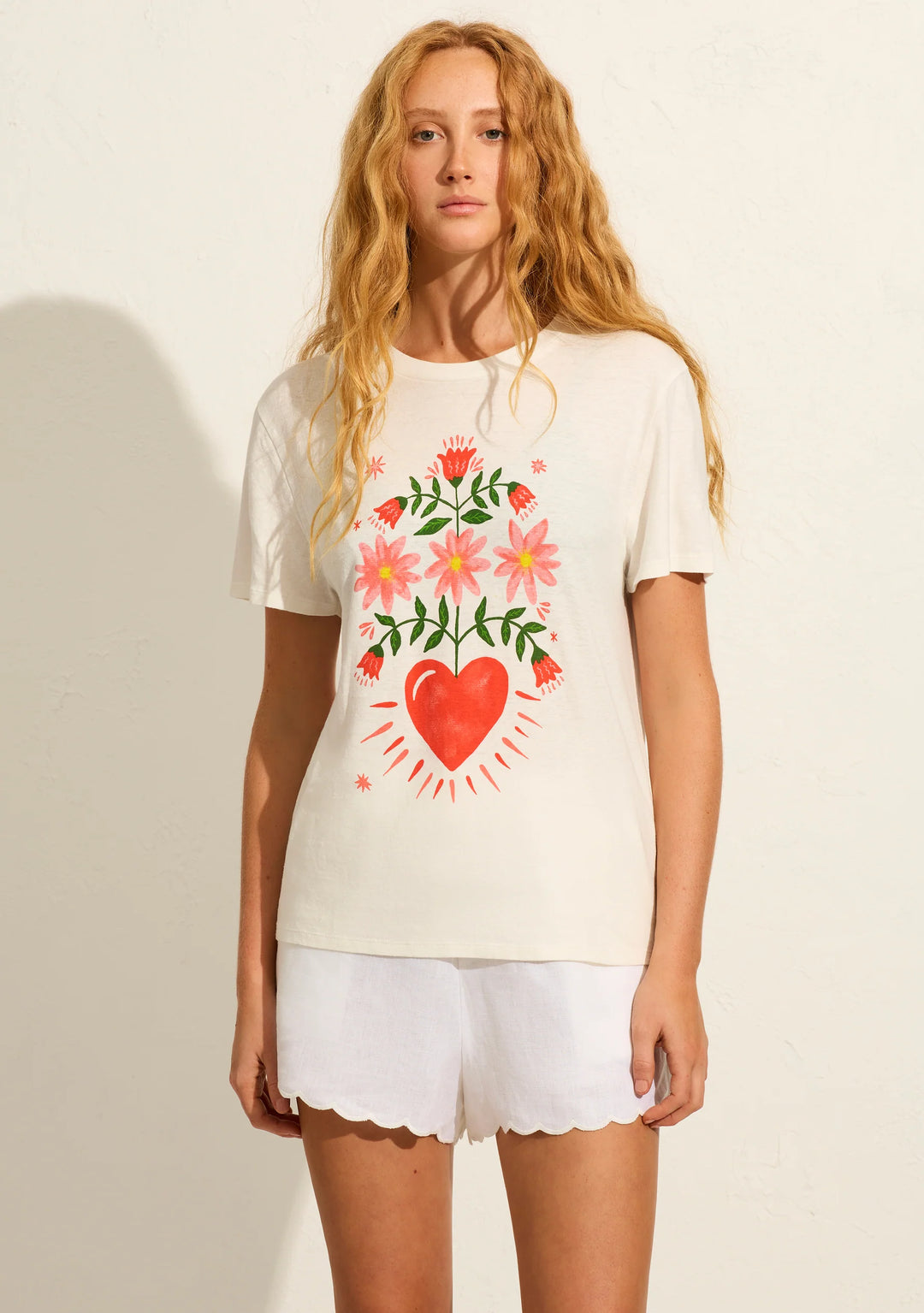 AUGUSTE THE LABEL Womens Fallen Hearts Classic Tee - Off White, WOMENS TEES & TANKS, AUGUSTE THE LABEL, Elwood 101