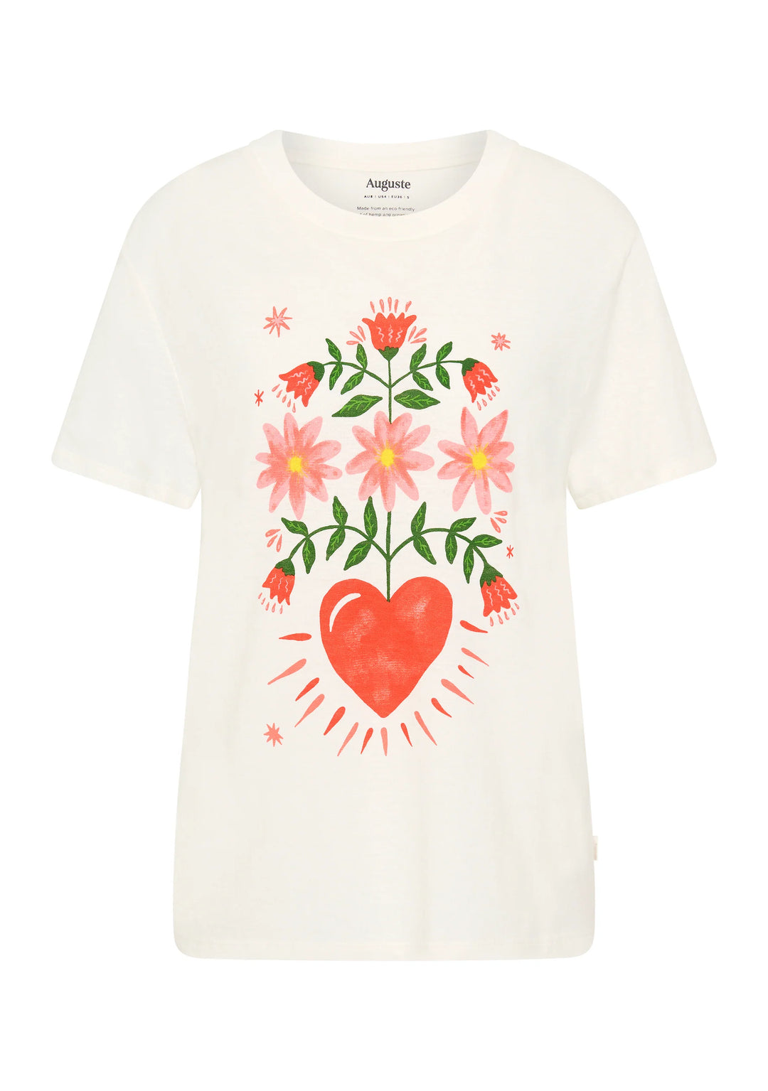 AUGUSTE THE LABEL Womens Fallen Hearts Classic Tee - Off White, WOMENS TEES & TANKS, AUGUSTE THE LABEL, Elwood 101