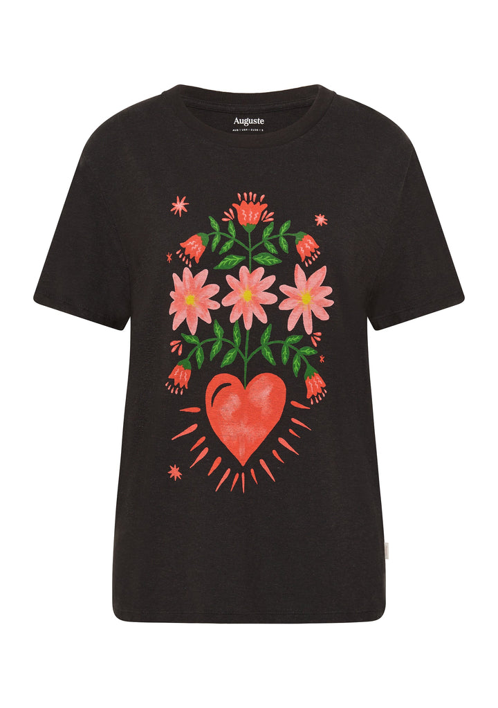 AUGUSTE THE LABEL Womens Fallen Hearts Classic Tee Washed Black, WOMENS TEES & TANKS, AUGUSTE THE LABEL, Elwood 101
