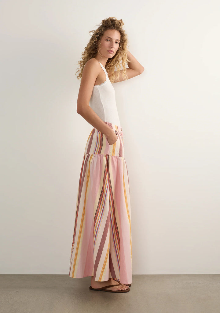 AUGUSTE THE LABEL Womens Harley Maxi Skirt in Pink Multi Stripe, WOMENS SKIRTS, AUGUSTE THE LABEL, Elwood 101