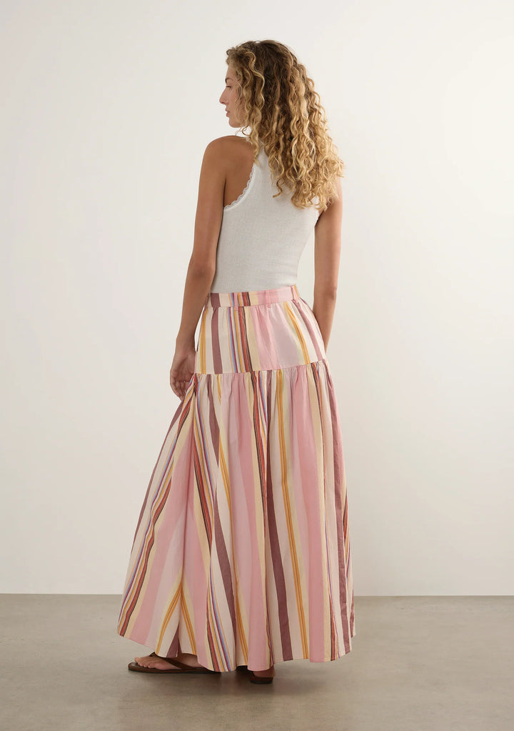 AUGUSTE THE LABEL Womens Harley Maxi Skirt in Pink Multi Stripe, WOMENS SKIRTS, AUGUSTE THE LABEL, Elwood 101