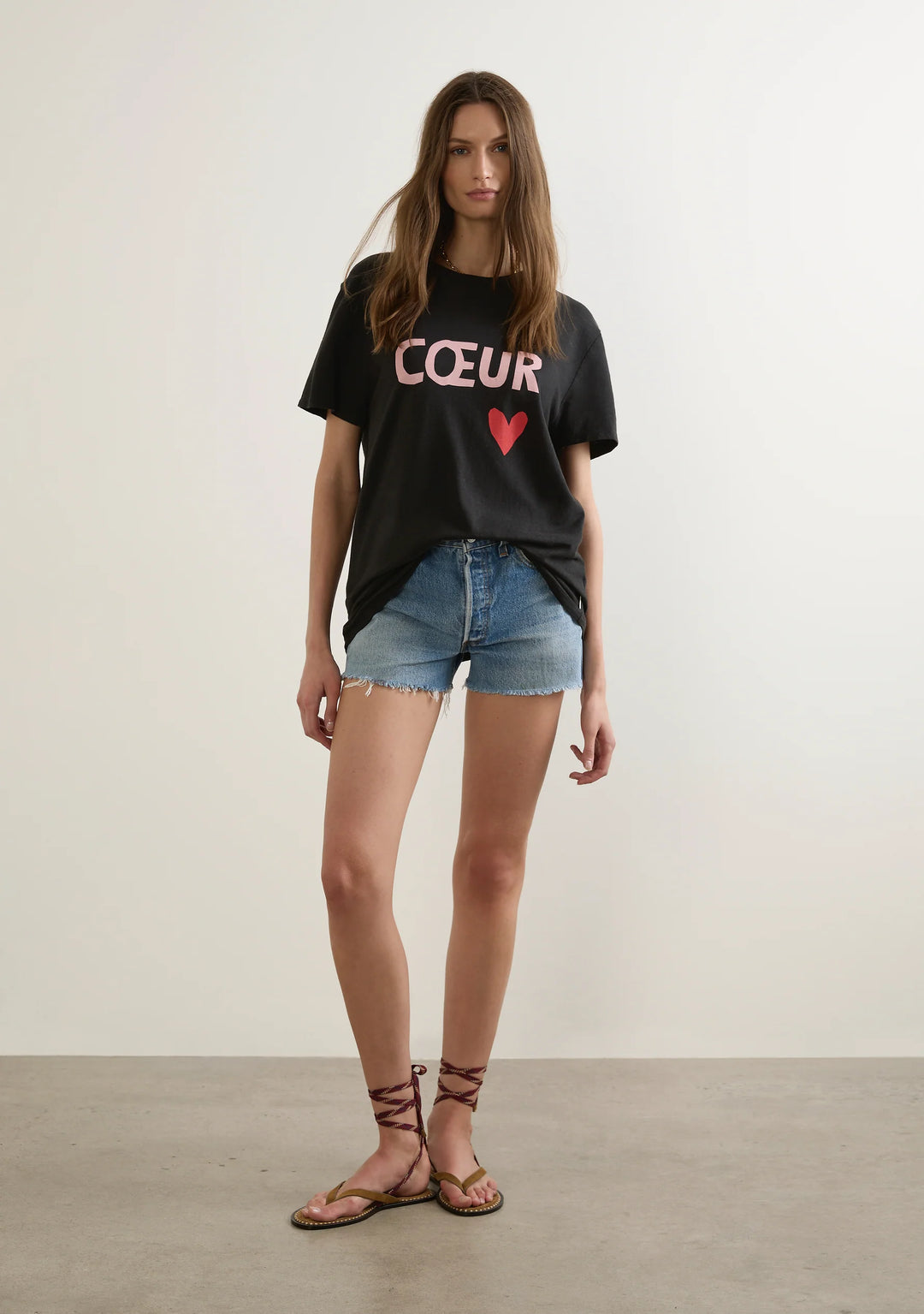 AUGUSTE THE LABEL Womens Heart Classic Tee in Black