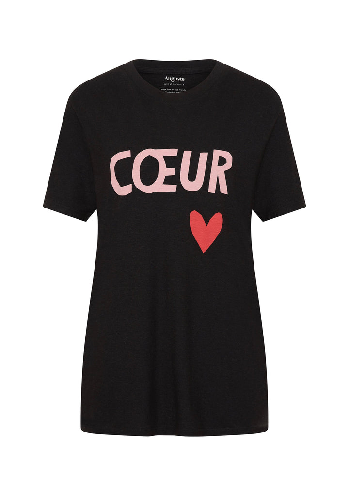 AUGUSTE THE LABEL Womens Heart Classic Tee in Black