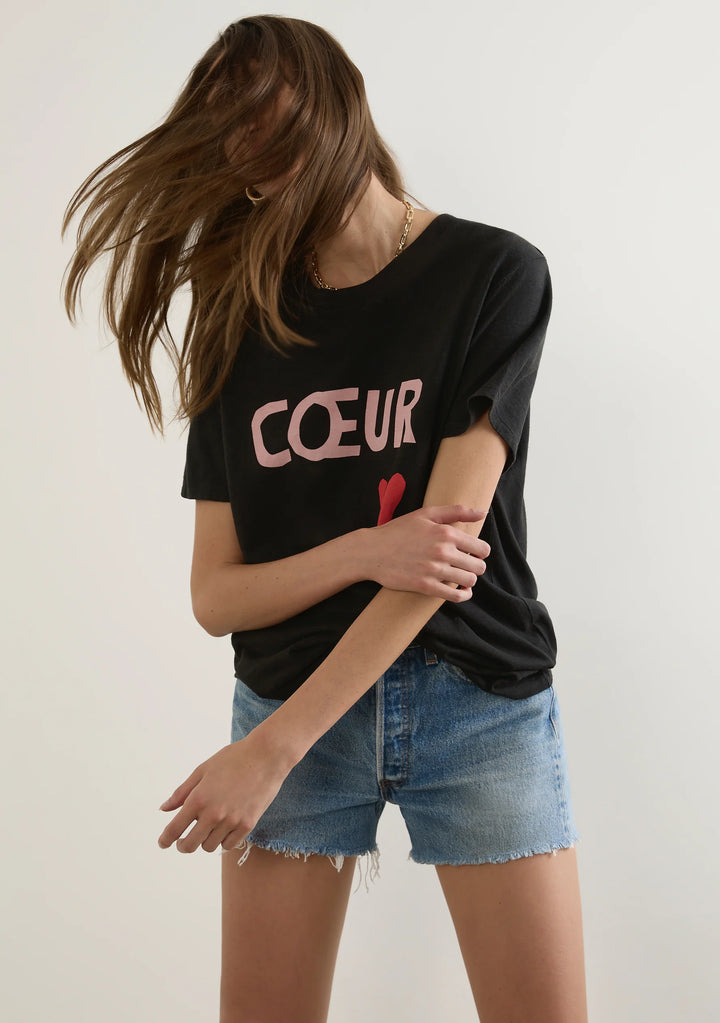 AUGUSTE THE LABEL Womens Heart Classic Tee in Black