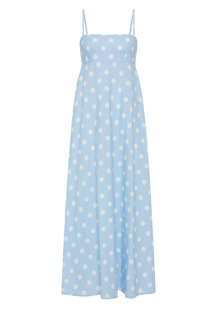 AUGUSTE THE LABEL Womens Ilse Maxi Dress in Sky Blue Polka Dot