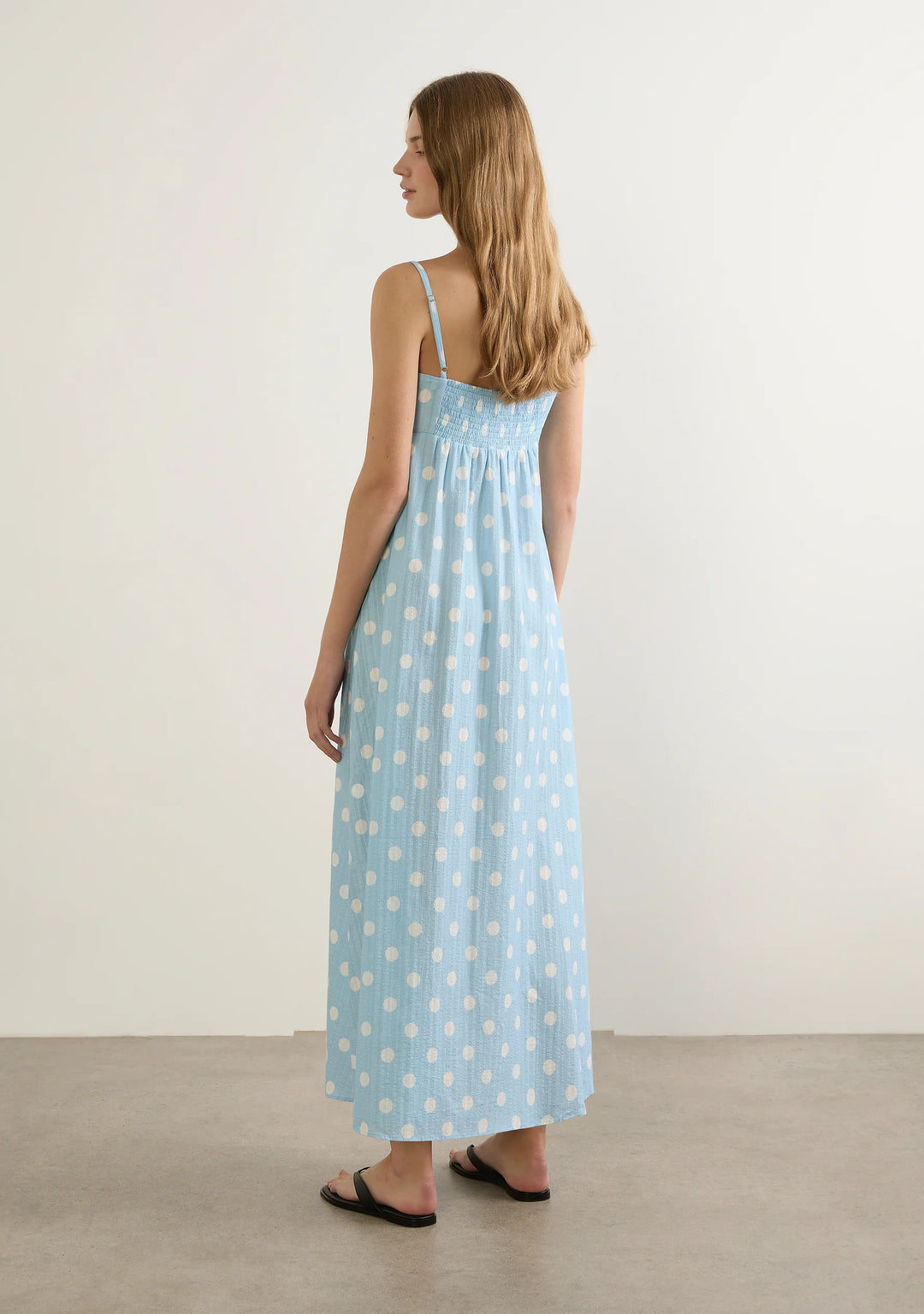 AUGUSTE THE LABEL Womens Ilse Maxi Dress in Sky Blue Polka Dot