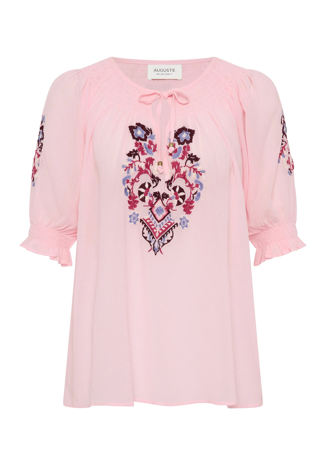 AUGUSTE THE LABEL Womens Indra Embroidered Blouse in Pink