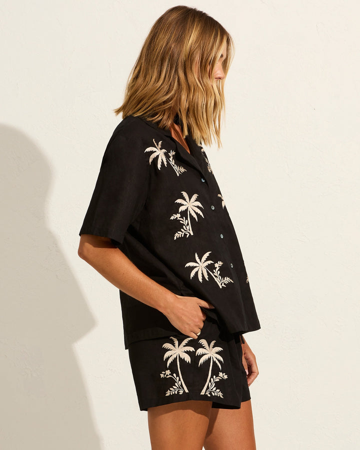 AUGUSTE THE LABEL Womens Joe Linen Shirt - Black, WOMENS TOPS & SHIRTS, AUGUSTE THE LABEL, Elwood 101