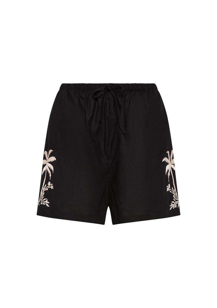 AUGUSTE THE LABEL Womens Joe Linen Short - Black, WOMENS SHORTS, AUGUSTE THE LABEL, Elwood 101