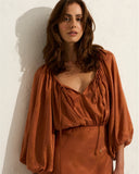 AUGUST THE LABEL Womens Zelda Midi Dress - Rust, WOMENS DRESSES, AUGUSTE THE LABEL, Elwood 101