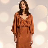 AUGUST THE LABEL Womens Zelda Midi Dress - Rust, WOMENS DRESSES, AUGUSTE THE LABEL, Elwood 101