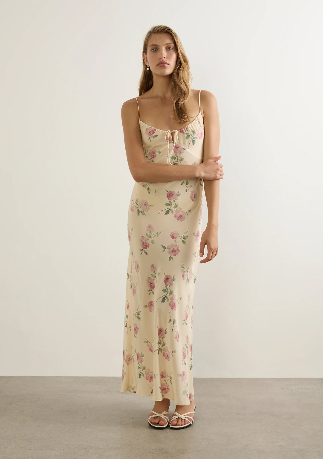 AUGUST THE LABEL Womens Anne Tie Slip Maxi Dress in Yellow, WOMENS DRESSES, AUGUSTE THE LABEL, Elwood 101