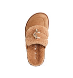 ALIAS MAE Womens Cedar Fawn Suede Shearling Slides