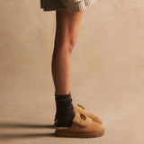 ALIAS MAE Womens Cedar Fawn Suede Shearling Slides