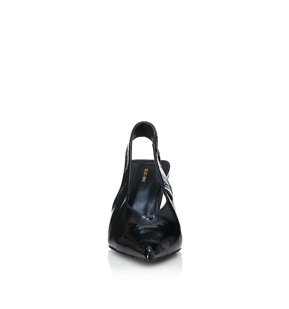 ALIAS MAE Womens Frankie Black Crinkle Patent Leather Heels, WOMENS SHOES, ALIAS MAE, Elwood 101