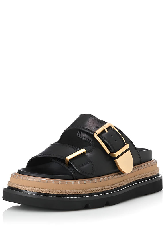 ALIAS MAE Womens Venus Leather Sandals - Black Leather