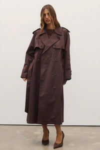 BAYSE BRAND Womens Reece Trench Coat - Espresso