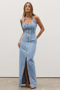 BAYSE BRAND Womens Sabine Denim Dress Oakland Blue