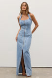BAYSE BRAND Womens Sabine Denim Dress Oakland Blue