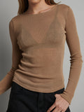 BAYSE BRAND Womens Myles Crew Neck Long Sleeve Top - Latte, WOMENS TOPS & SHIRTS, BAYSE BRAND, Elwood 101