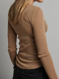 BAYSE BRAND Womens Myles Crew Neck Long Sleeve Top - Latte, WOMENS TOPS & SHIRTS, BAYSE BRAND, Elwood 101