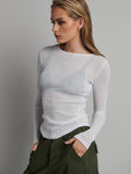 BAYSE BRAND Womens Myles Crew Neck Long Sleeve Top - White, WOMENS TOPS & SHIRTS, BAYSE BRAND, Elwood 101