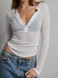 BAYSE BRAND Womens Xavier Long Sleeve Button Top - White, WOMENS TOPS & SHIRTS, BAYSE BRAND, Elwood 101