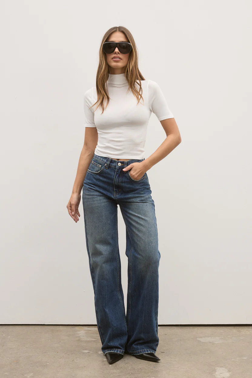 BAYSE BRAND Womens Camille Relaxed Flare Jean in Ash Tide