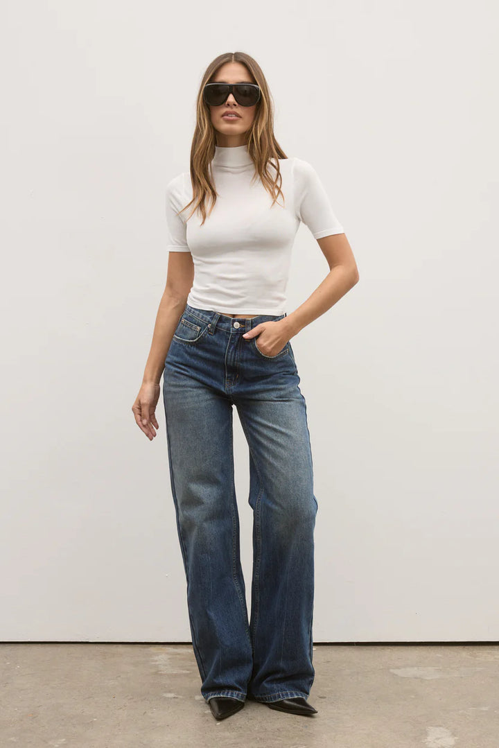 BAYSE BRAND Womens Camille Relaxed Flare Jean in Ash Tide