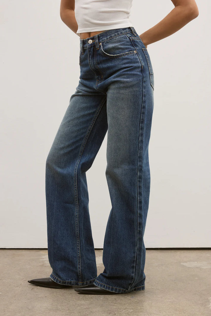 BAYSE BRAND Womens Camille Relaxed Flare Jean in Ash Tide