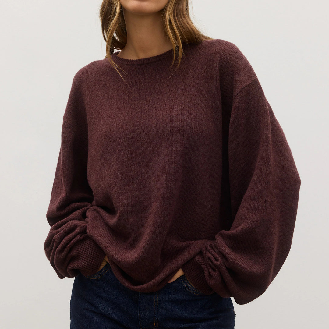 BAYSE BRAND Womens Cora Crew Neck Jumper in Plum