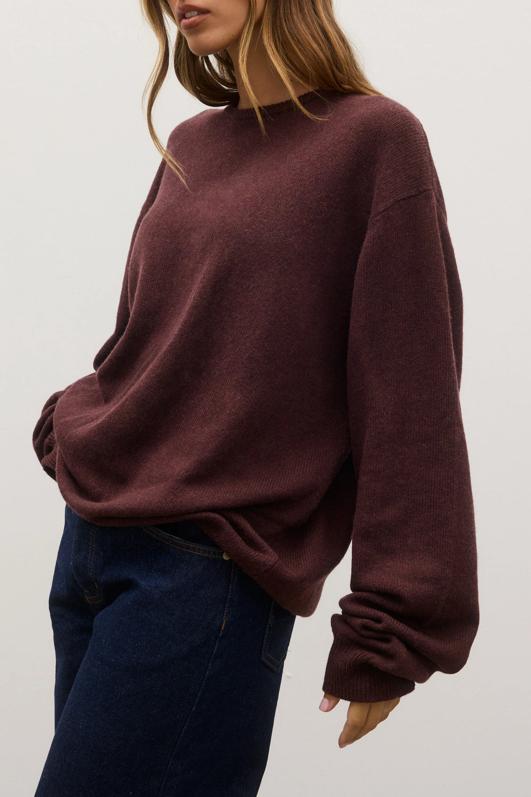 BAYSE BRAND Womens Cora Crew Neck Jumper in Plum