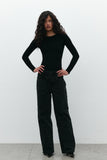 BAYSE BRAND Womens Elise Long Sleeve Bodysuit - Black