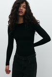 BAYSE BRAND Womens Elise Long Sleeve Bodysuit - Black
