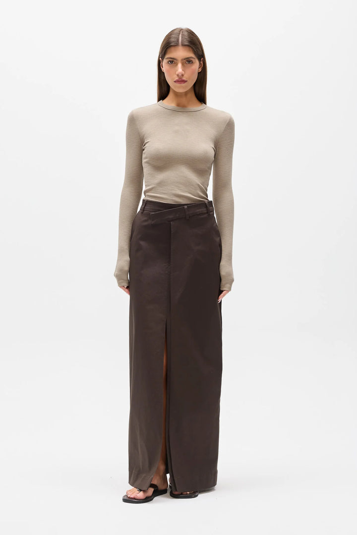 BAYSE BRAND Womens Isadora Maxi Skirt in Temple Brown