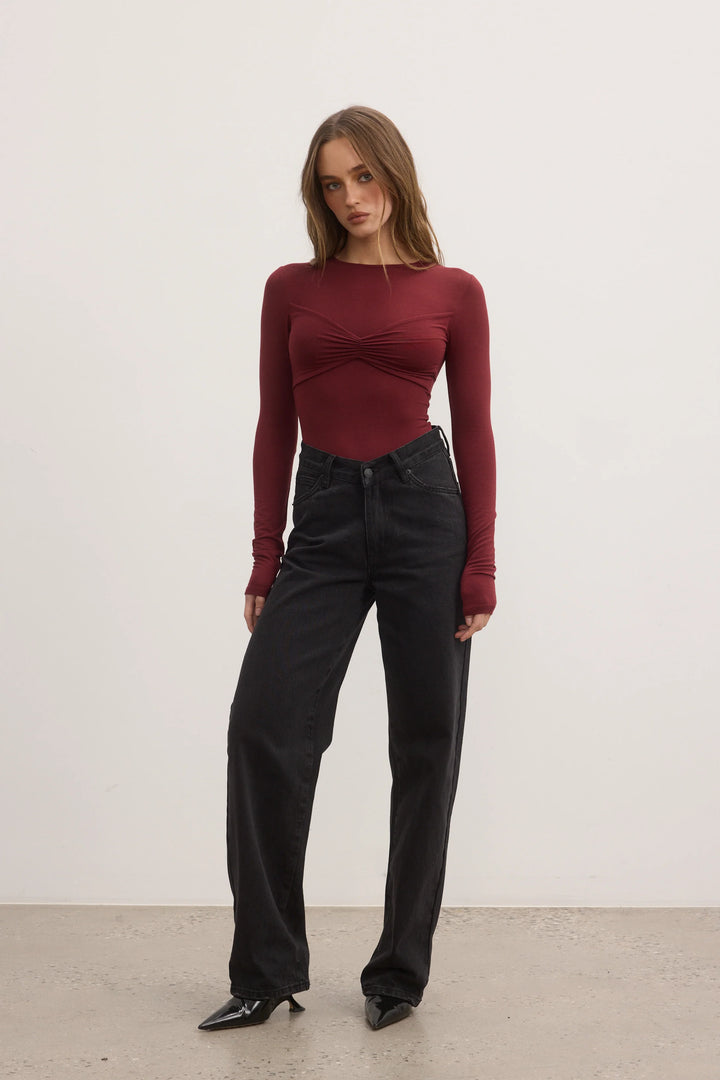 BAYSE BRAND Womens Lila Bodysuit Wine