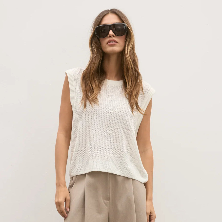 BAYSE BRAND Womens Margo Knit Vest in Ivory