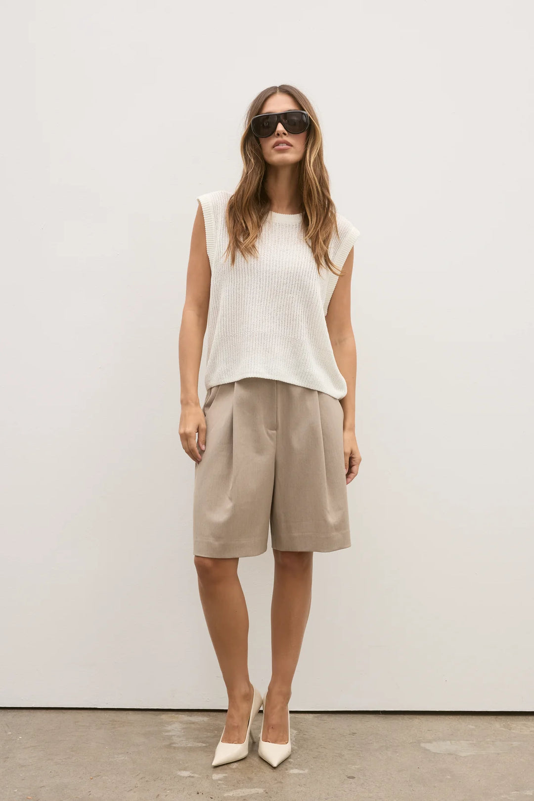 BAYSE BRAND Womens Margo Knit Vest in Ivory