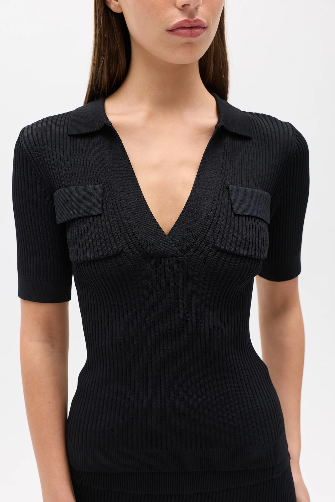 BAYSE BRAND Womens Miranda Knit Polo in Black