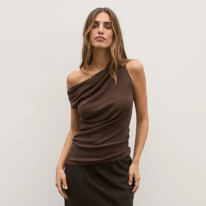 BAYSE BRAND Womens Monet Knit Top in Coffee