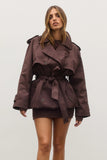 BAYSE BRAND Womens Reece Trench Coat - Espresso