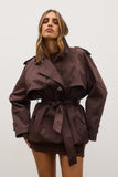 BAYSE BRAND Womens Reece Trench Coat - Espresso
