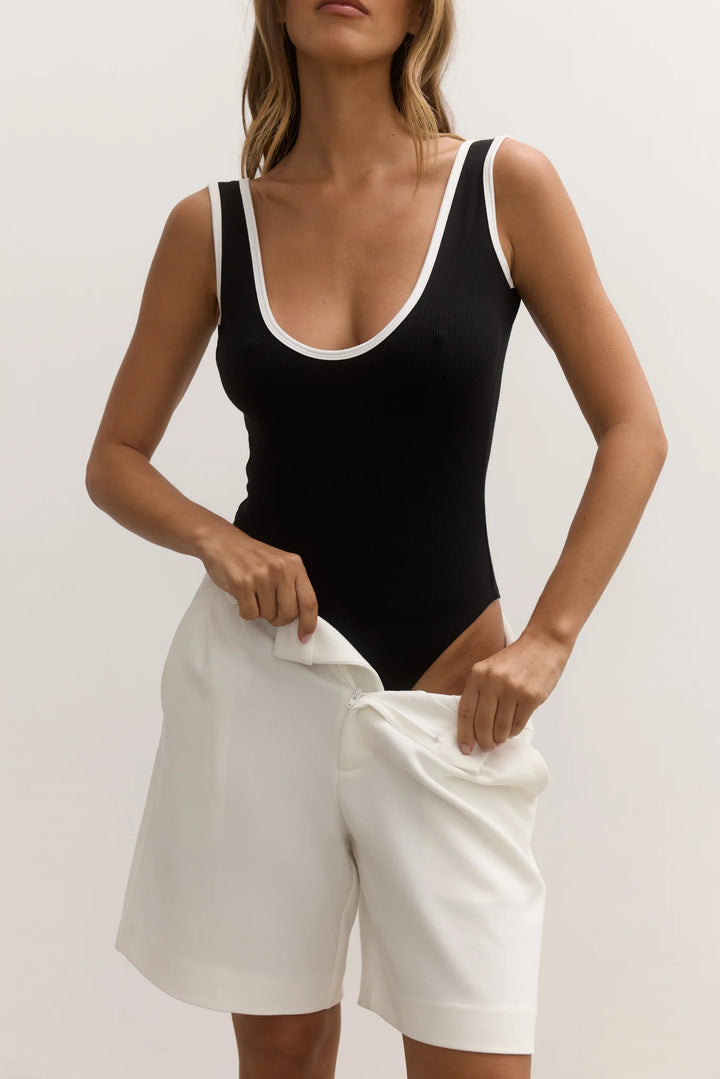 BAYSE BRAND Womens Reina Bodysuit Black/White, WOMENS BODYSUITS, BAYSE BRAND, Elwood 101