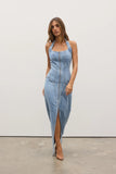 BAYSE BRAND Womens Sabine Denim Dress Oakland Blue